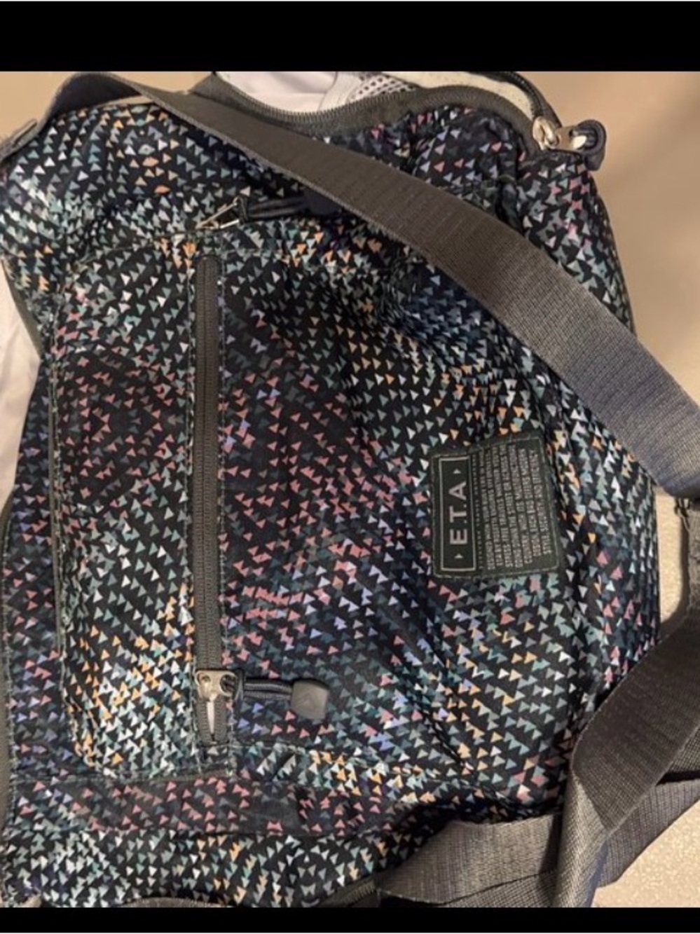 ETA Patterned Crossbody Bag in Multicolor Triangles